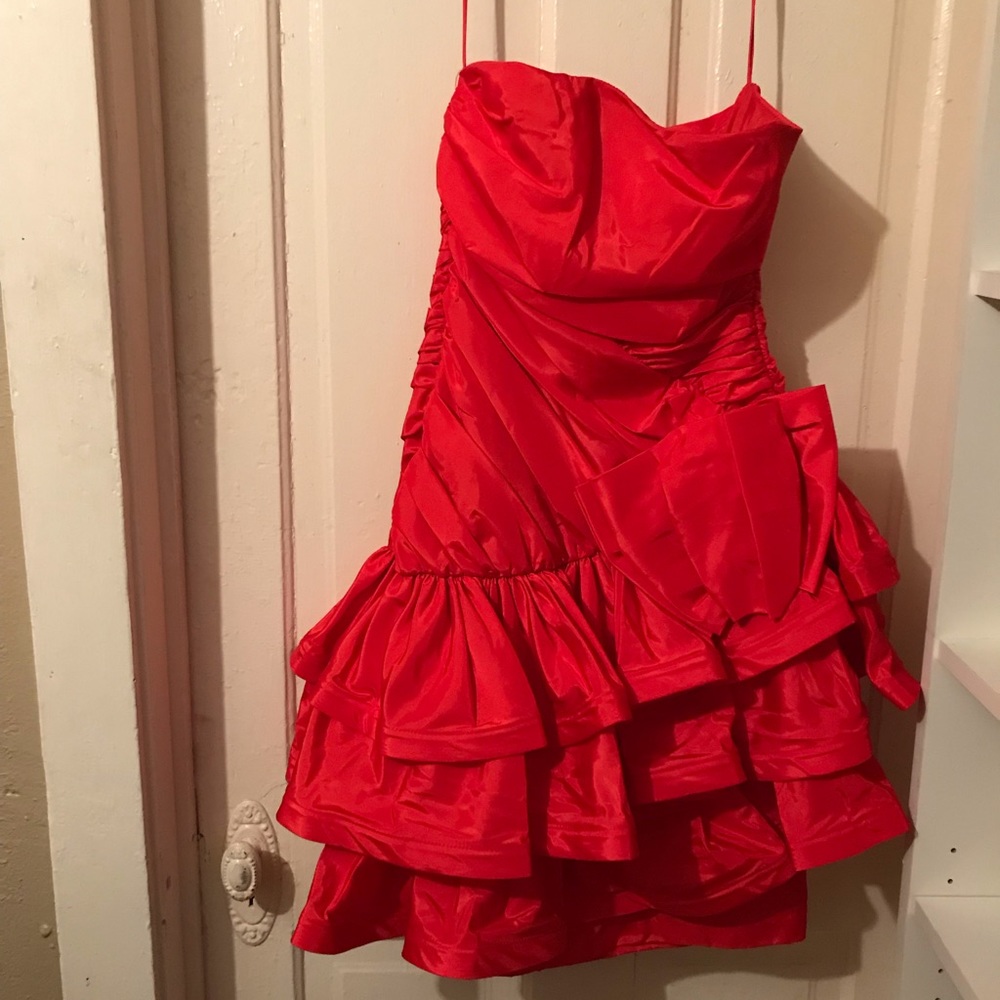 Niki Red Vintage 80s Party Dress